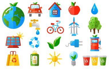 Çevre simgeleri. Vektör illüstrasyonu