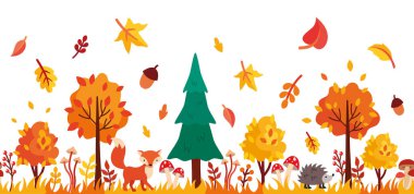 sonbahar orman. vektör çizim.