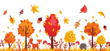 sonbahar orman. vektör çizim.