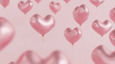 pink heart balloon on pink background .Happy valentine day concept.3D render.