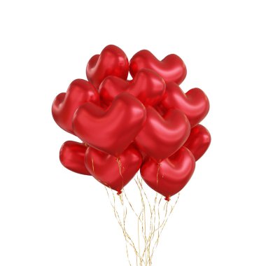 Red heart balloon on isolated background. 3D Render.Happy valentine day concept