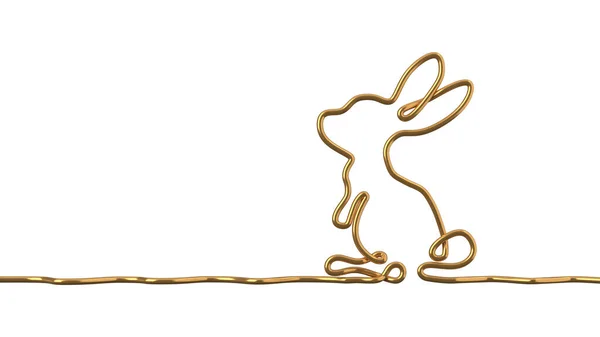 Desenho Linha Easter Bunny Fundo Isolado Renderização — Fotografia de Stock