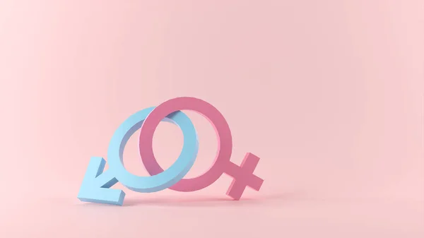 Icono Símbolo Género Símbolos Sexuales Sobre Fondo Rosa Renderizado — Foto de Stock