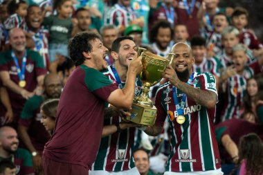 RIO DE JANEIRO, BRAZİL - 10 Nisan 2023: Maracana Stadyumu 'ndaki Fluminense x Flamengo. Şampiyonanın ikinci maçı..