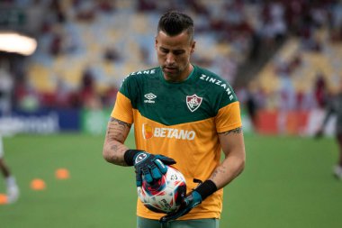 RIO DE JANEIRO, BRAZİL - 10 Nisan 2023: Maracana Stadyumu 'ndaki Fluminense x Flamengo. Şampiyonanın ikinci maçı..