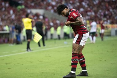 Rio de Janeiro (RJ), 15.01.2023 - Flamengo 'dan Gabigol' un gol kutlaması. Flamengo x Portuguesa-RJ arasındaki maç, Maracan Carioca Şampiyonası 'nın ilk turu için geçerli..