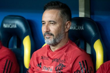 Rio de Janeiro (RJ), 01.04.2023 - Flamengo x Fluminense - Vitor Pereira, Flamengo koçu. Flamengo x Fluminense arasındaki maç, Maracan Carioca Şampiyonası 'nın ilk maçı..