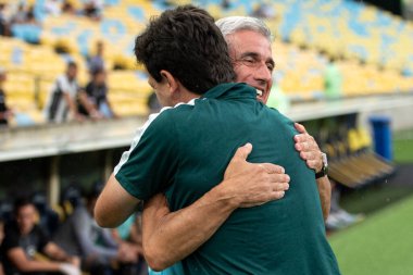 Rio de Janeiro (RJ), 29.01.2023 - Fluminense x Botafogo - Fernando Diniz, Fluminense ve Lus Castro 'nun koçu. Maracan Carioca Şampiyonası için Fluminense x Botafogo karşılaşması.