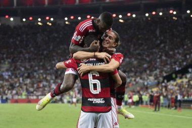 Rio de Janeiro (RJ), 01.04.2023 - Flamengo x Fluminense - Flamengo 'dan Ayrton Lucas' ın Gol Kutlaması. Flamengo x Fluminense maçı, Maracan Carioca Şampiyonası 'nın ilk maçı..