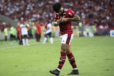 Rio de Janeiro (RJ), 15.01.2023 - Flamengo 'da Gabigol' un golünün kutlanması. Flamengo x Portuguesa-RJ arasındaki maç, Maracan Carioca Şampiyonası 'nın ilk turu için geçerli..