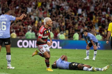 Rio de Janeiro (RJ), 28.02.2023 - Flamengo x Independiente Del Valle - Arrascaeta do Flamengo 'nun gol kutlaması. Maracan 'daki Recopa Sudamericana finalinin ikinci ayağı.
