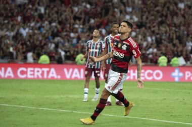 Rio de Janeiro (RJ), 01.04.2023 - Flamengo x Fluminense - Flamengo 'dan Ayrton Lucas' ın Gol Kutlaması. Flamengo x Fluminense maçı, Maracan Carioca Şampiyonası 'nın ilk maçı..