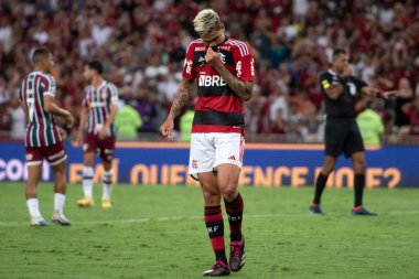 Rio de Janeiro (RJ), 01.04.2023 - Flamengo x Fluminense - Pedro do Flamengo. Flamengo x Fluminense arasındaki maç, Maracan Carioca Şampiyonası 'nın ilk maçı..