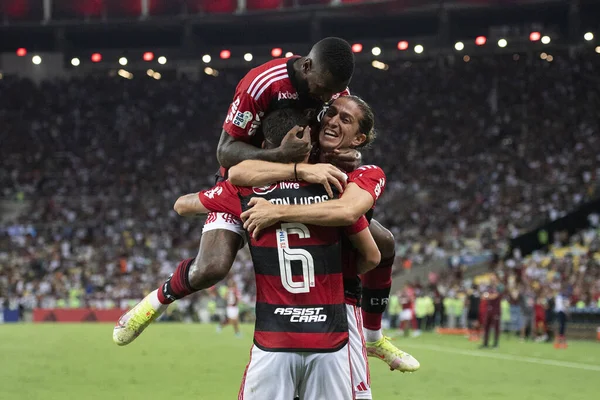 Rio Janeiro 2023 Flamengo Fluminense Goal Celebration Ayrton Lucas Flamengo — Fotografia de Stock