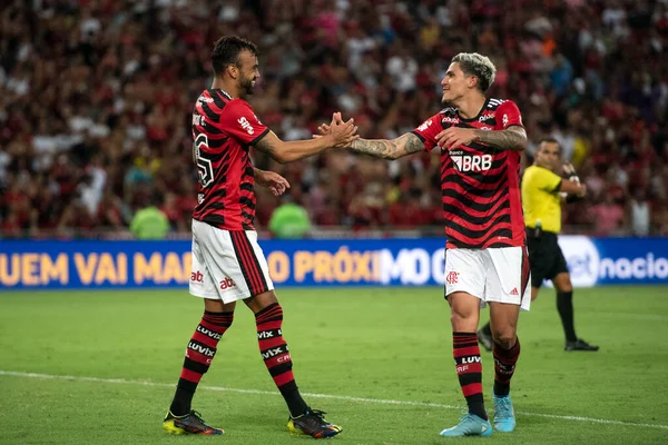 Rio Janeiro 2023 Celebrazione Del Gol Fabrcio Bruno Flamengo Partita — Foto Stock