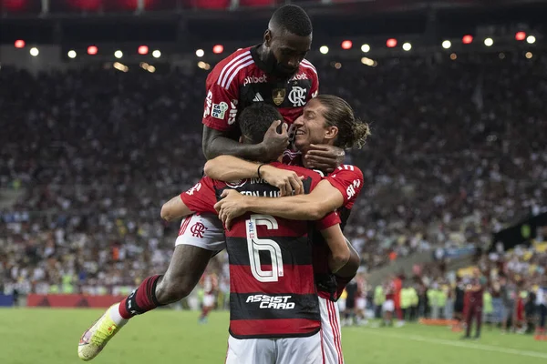 Rio Janeiro 2023 Flamengo Fluminense Goal Celebration Ayrton Lucas Flamengo — Fotografia de Stock
