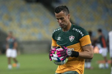 Rio de Janeiro (RJ), 12.04.2023 - Fluminense vs. Paysandu. Fabio Fluminense yap. Maracan 'da Copa do Brasil için Fluminense x Paysandu maçı.