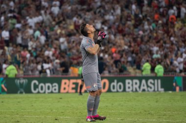 Rio de Janeiro (RJ), 12.04.2023 - Fluminense vs. Paysandu. Fabio Fluminense yap. Maracan 'da Copa do Brasil için Fluminense x Paysandu maçı.
