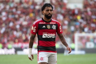 Rio de Janeiro (RJ), 15.04.2023 - Flamengo x Coritiba. Flamengo 'nun Gabigol' u. Maracan 'daki Brezilya Şampiyonası için Flamengo x Coritiba arasındaki maç.