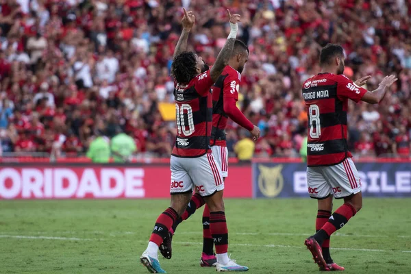 Rio Janeiro 2023 Flamengo Coritiba Gabigol Flamengo的进球庆祝活动 弗拉门戈X科里提巴与马拉卡巴西锦标赛的比赛 — 图库照片