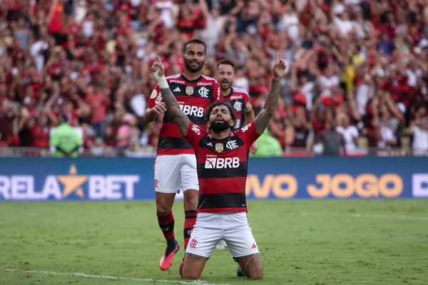 Rio Janeiro 2023 Flamengo Coritiba Celebração Meta Pelo Gabigol Flamengo — Fotografia de Stock