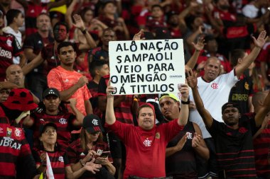 RIO DE JANEIRO, BRAZİL - 19 Nisan 2023 Flamengo ve Ublense CHL. Maracan 'daki Libertadores A Grubunun 2. turu için Flamengo x ublense arasındaki maç.