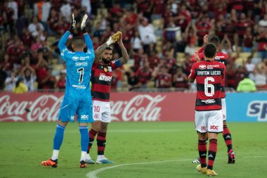 RIO DE JANEIRO, BRAZİL - 19 Nisan 2023 Flamengo ve Ublense CHL. Maracan 'daki Libertadores A Grubunun 2. turu için Flamengo x ublense arasındaki maç.