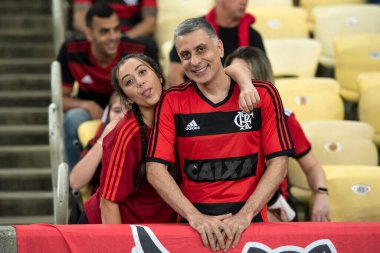 RIO DE JANEIRO, BRAZİL - 19 Nisan 2023 Flamengo ve Ublense CHL. Maracan 'daki Libertadores A Grubunun 2. turu için Flamengo x ublense arasındaki maç.