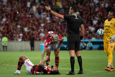 RIO DE JANEIRO, BRAZİL - 19 Nisan 2023 Flamengo ve Ublense CHL. Maracan 'daki Libertadores A Grubunun 2. turu için Flamengo x ublense arasındaki maç.