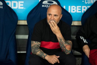 RIO DE JANEIRO, BRAZİL - 19 Nisan 2023 Flamengo ve Ublense CHL. Maracan 'daki Libertadores A Grubunun 2. turu için Flamengo x ublense arasındaki maç.