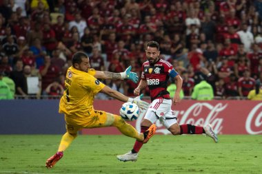 RIO DE JANEIRO, BRAZİL - 19 Nisan 2023 Flamengo ve Ublense CHL. Maracan 'daki Libertadores A Grubunun 2. turu için Flamengo x ublense arasındaki maç.