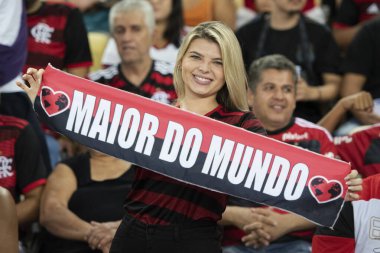 RIO DE JANEIRO, BRAZİL - 19 Nisan 2023 Flamengo ve Ublense CHL. Maracan 'daki Libertadores A Grubunun 2. turu için Flamengo x ublense arasındaki maç.