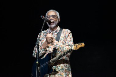 RIO DE JANEIRO, BRAZİL - 4 Eylül 2022: Olimpiyat Parkı Rock 'ta şarkıcı Gilberto Gil.