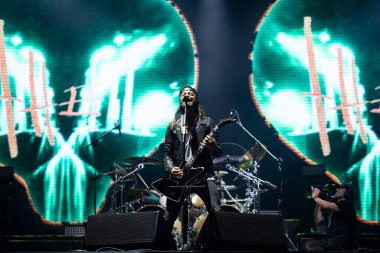 RIO DE JANEIRO, BRAZIL - 2ND EPTEMBER, 2022: Bullet For My Valentine Sunset Stage, Rio de Janeiro 'nun batısındaki Cidade do Rock' ta düzenlenen Rock in Rio 2022 Festivali 'nin ilk gününde