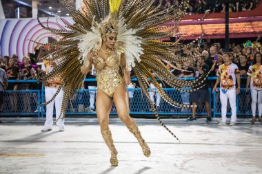 Rio de Janeiro, RJ, Brezilya - 02 Mart 2019: Rio Karnavalı 2019. Rio de Janeiro 'da Karnaval Geçidi.