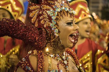 Rio de Janeiro, RJ, Brezilya - 03 Mart 2019: Rio Karnavalı 2019. Rio de Janeiro 'daki Özel Karnaval Grubu Geçidi.