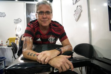 Rio de Janeiro, Brezilya - 10 Ocak 2020: Rio Dövme Haftası 'nın 8.' si, Rio de Janeiro 'nun New City mahallesindeki Sulamerica Kongre Merkezi' nde dünyanın en büyük dövme etkinliği kabul ediliyor. 