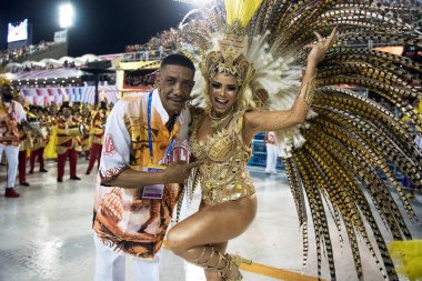 Rio de Janeiro, RJ, Brezilya - 02 Mart 2019: Rio Karnavalı 2019. Rio de Janeiro 'da Karnaval Geçidi.