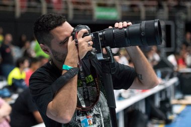 Rio de Janeiro, Brezilya - 19 Mayıs 2019: Maracanzinho 'da oynanan NBB 2018 / 2019 final karşılaşması Flamengo x Franca ile oynanan maç.