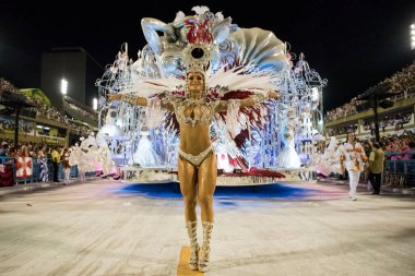 Rio de Janeiro, RJ, Brezilya - 09 Mart 2019: Rio Karnavalı 2019. Rio de Janeiro 'daki Özel Karnaval Grubu' nun şampiyon okullarının geçit töreni.
