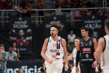 Rio de Janeiro, Brezilya - 19 Mayıs 2019: Maracanzinho 'da oynanan NBB 2018 / 2019 final karşılaşması Flamengo x Franca ile oynanan maç.