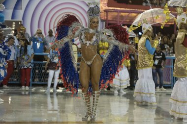 Rio de Janeiro, RJ, Brezilya - 02 Mart 2019: Rio Karnavalı 2019. Rio de Janeiro 'da Karnaval Geçidi.