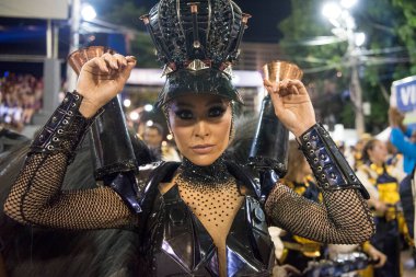 Rio de Janeiro, RJ, Brezilya - 09 Mart 2019: Rio Karnavalı 2019. Rio de Janeiro 'daki Özel Karnaval Grubu' nun şampiyon okullarının geçit töreni.