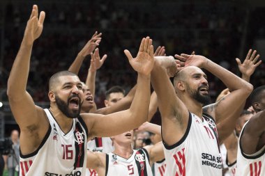 Rio de Janeiro, Brezilya - 19 Mayıs 2019: Maracanzinho 'da oynanan NBB 2018 / 2019 final karşılaşması Flamengo x Franca ile oynanan maç.