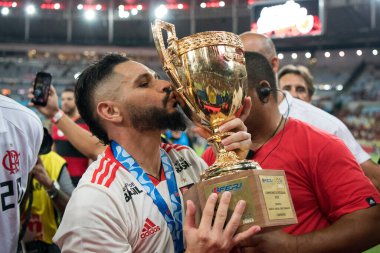 Rio de Janeiro, Brezilya - 21 Nisan 2019: Gabigol do Flamengo 'nun anılması. Maracana Stadyumu 'ndaki Carioca Şampiyonası finali için Flamengo x Vasco arasındaki maç.