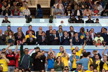 Rio de Janeiro, Brezilya - 07 Temmuz 2019: Brezilya Copa America 2019 Şampiyonu. Brezilya-Peru maçı Copa America 2019 finali için Rio de Janeiro 'nun kuzeyindeki Maracana Stadyumu' nda oynanacak..
