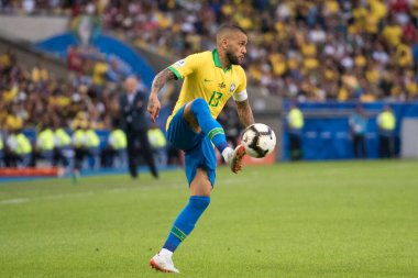 Rio de Janeiro, Brezilya - 07 Temmuz 2019: Brezilya Copa America 2019 Şampiyonu. Brezilya-Peru maçı Copa America 2019 finali için Rio de Janeiro 'nun kuzeyindeki Maracana Stadyumu' nda oynanacak..