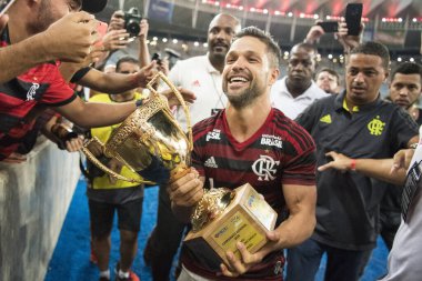 Rio de Janeiro, Brezilya - 21 Nisan 2019: Gabigol do Flamengo 'nun anılması. Maracana Stadyumu 'ndaki Carioca Şampiyonası finali için Flamengo x Vasco arasındaki maç.