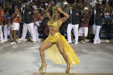 Rio de Janeiro, RJ, Brezilya - 16 Şubat 2019: Rio de Janeiro samba okullarının teknik denemesi