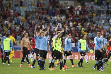 Rio de Janeiro, Brezilya - 24 Haziran 2019: Amerika Kupası 2019 Maracana Stadyumu 'nda Şili ve Uruguay karşılaşması